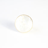 mother of pearl ring - semi precious gemstone ring set in gold with a silver band - front view
