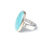 alice eden modern handmade gemstone ring turquoise amazonite faceted rose cut stone 9ct gold silver - side view