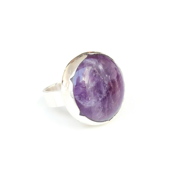 Sterling Silver Gemstone Ring with a unique purple Amethyst stone - right side