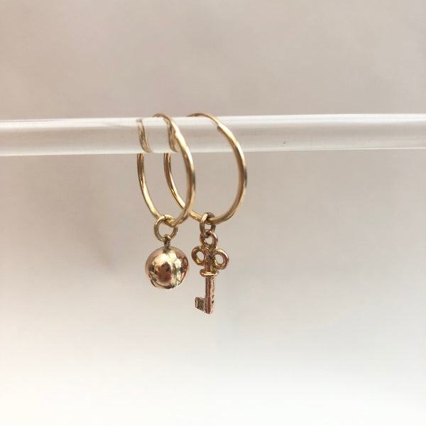 Vintage 9ct Gold Charm Hoops - Star & Moon