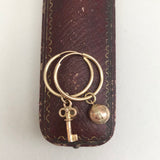 Vintage 9ct Gold Charm Hoops - Ball & Key