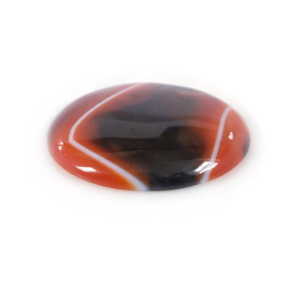 orange banded agate round gemstone - unique handmade rings - side view