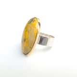 bumblee jasper gemstone ring in gold and silver - from right