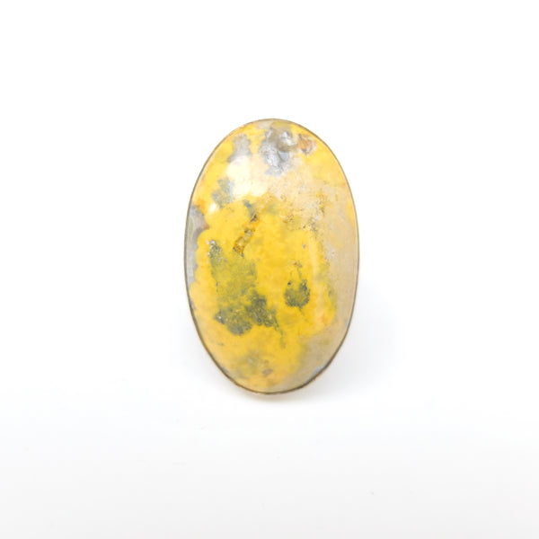 bumblee jasper gemstone ring in gold and silver - from front