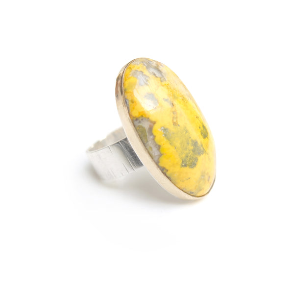 Bumble Bee Jasper Gemstone Ring Set in 9ct Gold & Silver 'CREATIVITY'