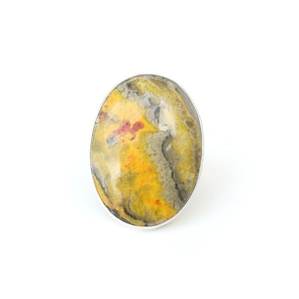 oval bumble bee jasper ring in sterling silver