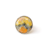 bumble bee jasper gemstone ring in sterling silver setting - front view