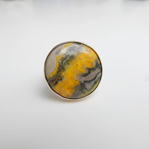 Bumble Bee Jasper Gemstone Ring Set in 9ct Gold 'CREATIVITY'