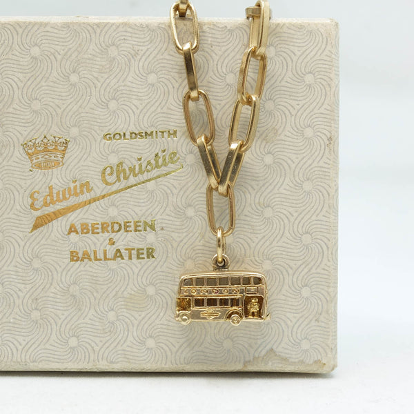 Vintage 9ct Gold Classic London Bus Charm - Opening
