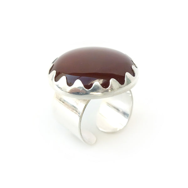 carnelian gemstone ring set in a sterling silver setting - bottom side