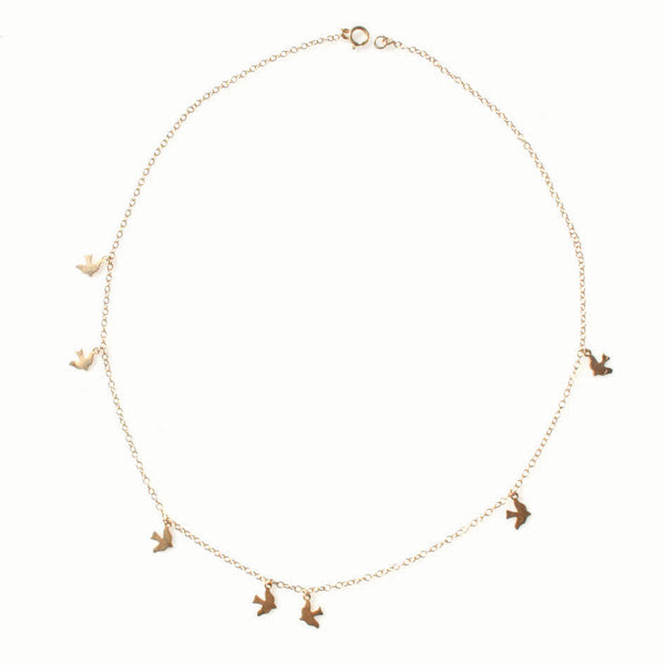 Gold Bird Charm Necklace