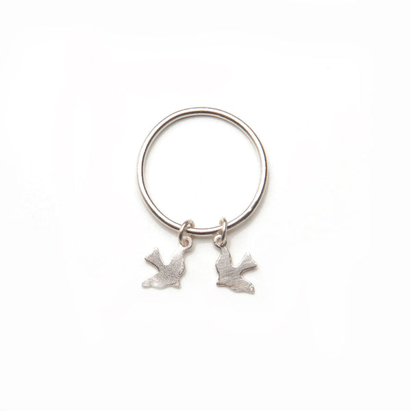 alice eden jewellery jewelry Silver Bird Charm Stacking pinkie layer Ring