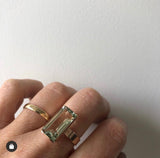 Green Amethyst Baguette Cut Gemstone Ring in 9ct Rose Gold 'POSITIVITY'