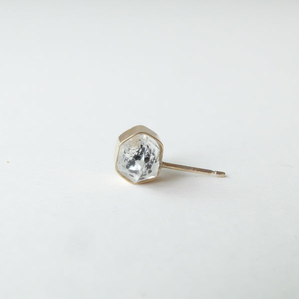 9ct Gold Herkimer Diamond Gemstone Single Stud Earring - 'Clarity'