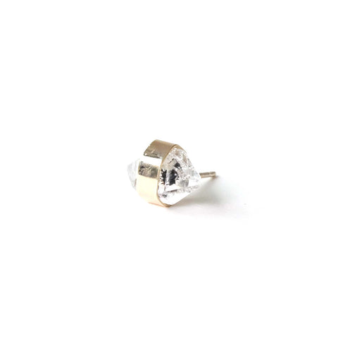 9ct Gold Herkimer Diamond Gemstone Single Stud Earring - 'Harmony'