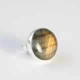 labradorite round gemstone ring in sterling silver - semi precious stone rings