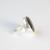labradorite round gemstone ring in sterling silver - semi precious stone rings - right view