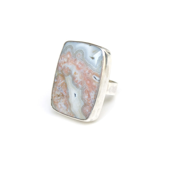 Ocean Jasper Gemstone Ring Set in Sterling Silver 'MINDFULNESS'