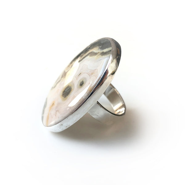 Ocean Jasper Gemstone Ring Set in Sterling Silver 'MINDFULLNESS'
