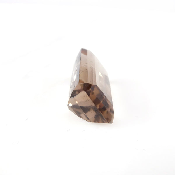rectangular baguette smoky quartz gemstone for handmade rings in silver and gold - side view