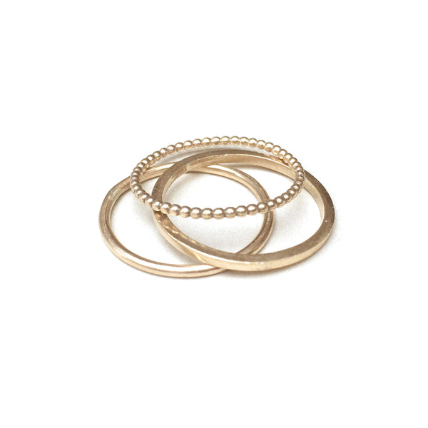 Set of Three Fine Gold Stacking Rings